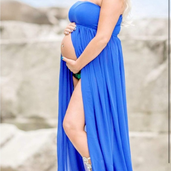 Other - Strapless Blue Maxi Dress maternity